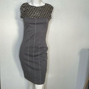 Ted Baker Gray Body Con Sleeveless Dress Size 2